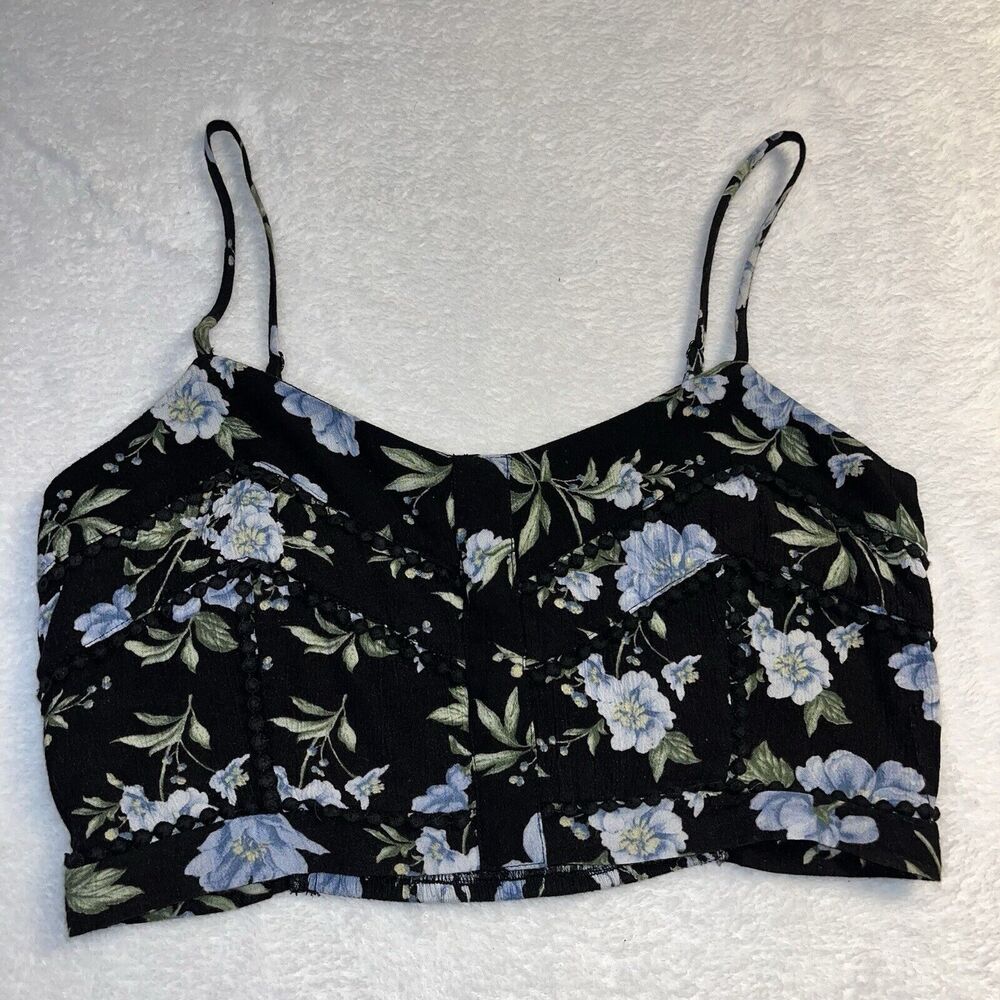 American Eagle Halter Crop Top Womens M Floral Y2K Cottage Core Fairy Hippie